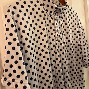 ILIAC Men’s Navy Blue and White Short Sleeve Golf Polo Shirt - Size Large